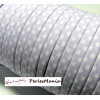 Ruban biais spaghetti  à pois lilas et blanc 7mm