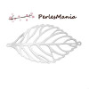 ESTAMPES CONNECTEUR FEUILLE 49mm ARGENT PLATINE EN ACIER INOXYDABLE S1166924 pour création de bijoux raffinés
