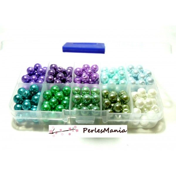 LES ESSENTIELS: 250 perles verre nacrées multicolores 8mm H112B 