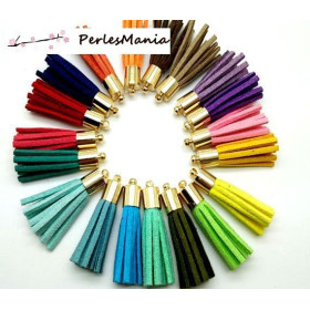 PAX 20 pompons breloque passementière LISSE 30mm suédine Multicolore DORE 