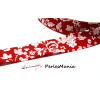 1m ruban  biais liberty 18mm FLEUR FANTASIA 7600 couleur ROUGE 346 , DIY 
