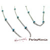 1m chaine fine EMAILLE BILLE BLEU TURQUOISE Maille ARGENT PLATINE , DIY 