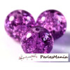 perles RONDE en verre CRAQUELE 4mm VIOLET