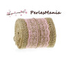 1 rouleau d'environ 195 cm de ruban en toile jute et dentelle ROSE PALE 6cm de large, DIY 