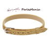 Lot de 10 bracelets simili cuir EFFET PAILLETTE DORE 22 cm, DIY 