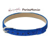 Lot de 10 bracelets simili cuir EFFET PAILLETTE BLEU ELECTRIQUE 22 cm, DIY 