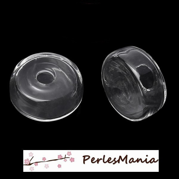 Globes boule cabochon creux à remplir en verre plat des deux cotés 25mm