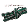 PAX 2 cordons d'environ 1m chacun avec chaine ARGENT simili Cuir VERT paillette 10mm S1163383 