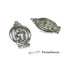 Apprêt 10 pendentifs breloque VIEIL ARGENT l'oiseau et la cage ovale 2W1622 