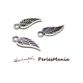 Pendentifs Breloques Petites Ailes 18mm Argent Platine