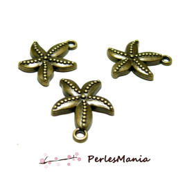 10 pendentifs breloque etoiles de mer 2Y2213 BRONZE , DIY 