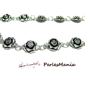 Apprêt bijoux 20 cm  MAGNIFIQUE chaine rose viel argent  ref 22, DIY 