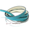 1m de cordon cuir plat 10mm Imitation caviar BLEU TURQUOISE, DIY 
