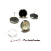 20 pièces: 10 Supports de Boucle d'oreille  puce 10mm GUN METAL et 10 cab 
