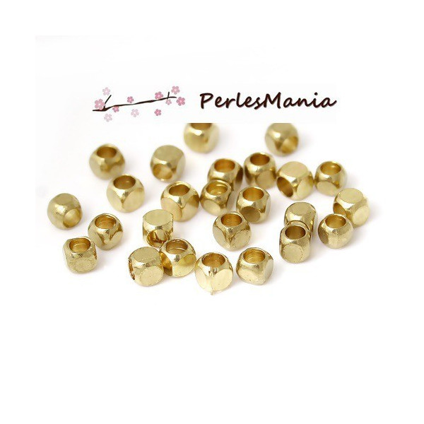 Perles intercalaire CUBE ARRONDI 2,5mm Cuivre, finition Doré