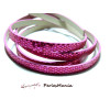 90 cm de cordon plat  Simili Cuir Paillette sequins FUSCHIA 6mm ref 9 