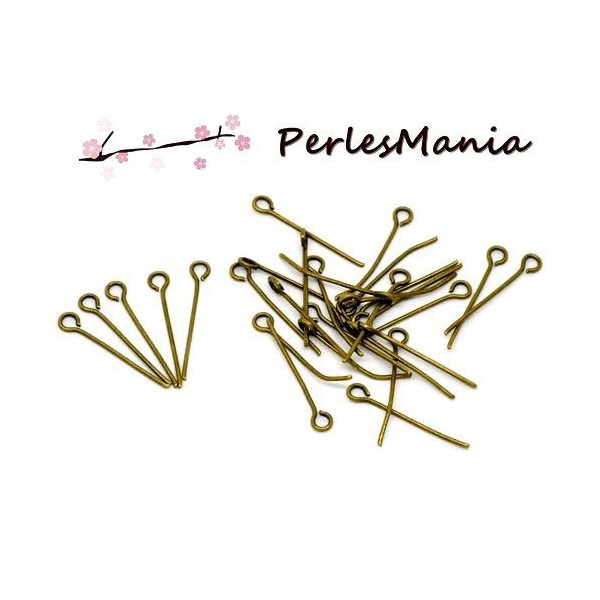 Tiges oeil,  longueur 20mm par 0,7mm, métal finition Bronze