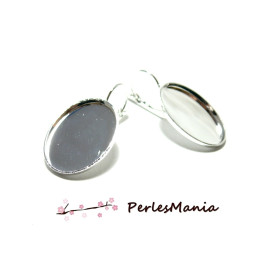 10 support de Boucle d'oreille ARGENT VIF qualité OVALE 18 par 25mm ref 12111, DIY 