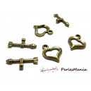 Apprêt bijoux  10 sets P1109 magnifique  fermoirs coeurs  bronze 