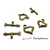 Apprêt bijoux  10 sets P1109 magnifique  fermoirs coeurs  bronze 