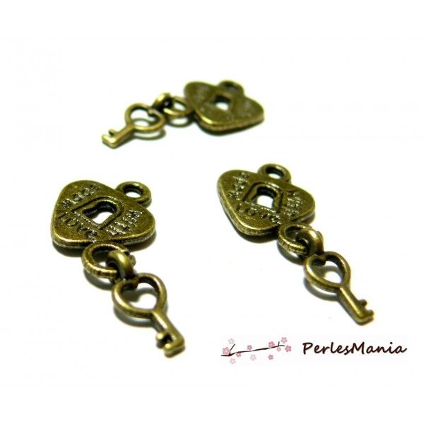 10 cadenas coeur made with love P1088 Bronze fournitures pour bijoux 