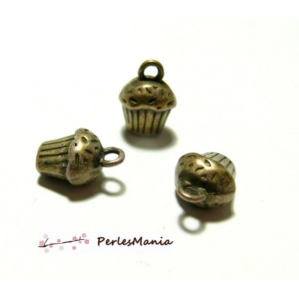 30 pendentifs cup cake gateau Muffins BRONZE  PA113361 fournitures pour bijoux 