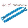 1 FERMETURE ECLAIR DENTELLE AVEC ZIPPER BRONZE BLEU INTENSE  20CM S1177758 