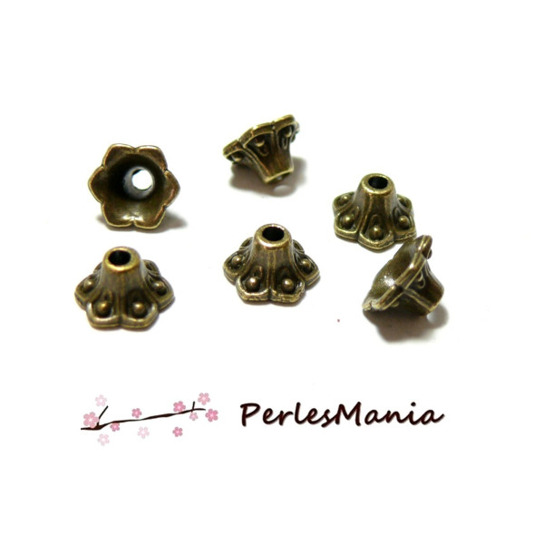 Coupelles Cônes Calottes 9x6mm, metal finition Bronze