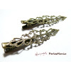 10 barrettes pince crocodile rétro dentelle  Allongée BRONZE  ref 2M3123 