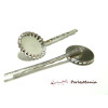 10 Supports de barrette  rouleau 16mm ARGENT PLATINE, DIY 
