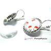 20 pièces: 10 Boucle d'oreille ROULEAU 12mm ARGENT PLATINE et 10 cabochons 