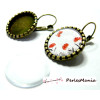 20 pièces: 10 Boucle d'oreille ROULEAU 16mm BRONZE et 10 cabochons en verre 