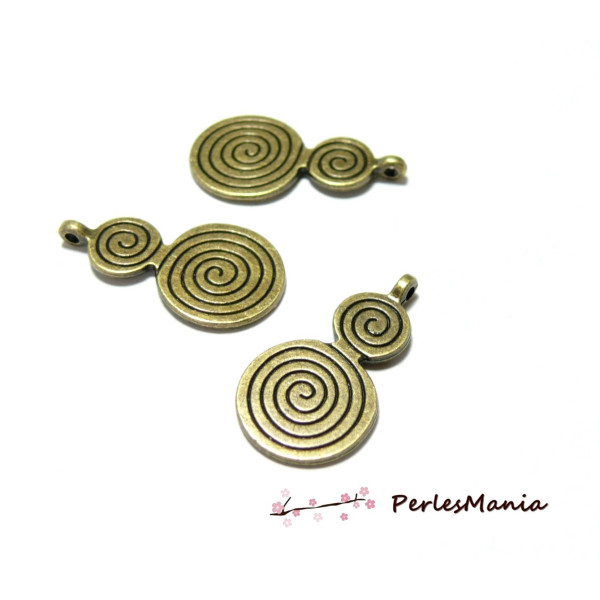 10 pendentifs  GRANDS TOURBILLONS SPIRALES BRONZE 14x26mm 2Y1151 