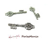 40 Pendentif  CLEFS travaillées double COEUR 2W6625 Vieil ARGENT 