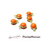 5 sequins médaillons émaillés biface rond DORE 3D 7mm ORANGE ref 15 , DIY 