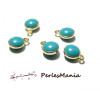 5 sequins médaillons émaillés biface rond DORE 3D 7mm BLEU TURQUOISE ref 16 , DIY 