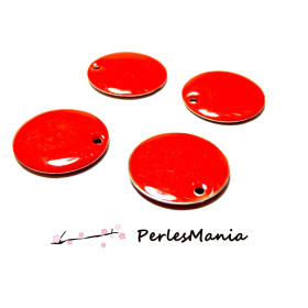 Sequins Médaillons Émaillés Biface Ronds 20mm Rouge – DIY