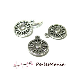 10 breloques SOLEIL 3D VIEIL ARGENT ref 30, DIY 