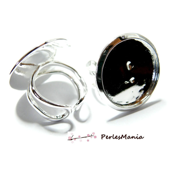 Support de Bague IMPOSANTE ronde 25mm ARGENT PLATINE