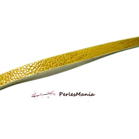 Environ 1m de cordon simili cuir plat 10mm style Ecaille de serpent JAUNE CANARI 