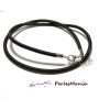 1 collier RAS DE COU en soie TISSEE MARRON 3mm, H112811, DIY 