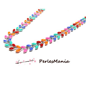 1m chaine CHEVRON épi émaillée en métal argenté et émail MULTICOLOR, DIY 
