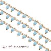 50 cm chaine Perles de rocaille  2mm BLEU CIEL  et chaine OR, ref 39