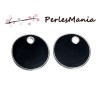 Pax: 5 Medaillons Sequins émaillés  biface rond 16mm NOIR