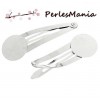 10 support de barrette clip plateau PLAT 20mm ARGENT PLATINE
