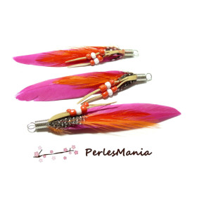 Lot de 6 PENDENTIFS Plumes Breloques ROSE FUSCHIA ref 7 DIY