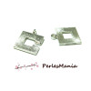 4 sets fermoirs CARRE avec stries ARGENT PLATINE 2D2235, DIY