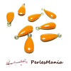 20 sequins médaillons émaillés BIFACE GOUTTE  13mm ORANGE ref48, DIY