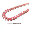 20cm chaine CHEVRON épi émaillée en métal DORE et émail ROSE FLASHY, DIY