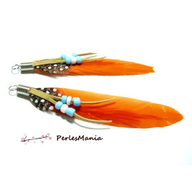 Pendentifs Plume Breloque Orange 85mm
